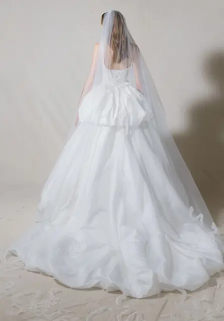 Morilee Burnout Organza Embroidered Cathedral Length Veil, style 1055009, bridal accessory at The Castle Prom and Bridal in Spartanburg, SC