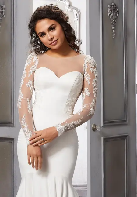Morilee Beaded Lace Appliqués on Net Sleeves, bridal accessory at The Castle Prom and Bridal in Spartanburg, SC