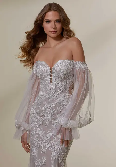 Morilee Bishop Sleeves with Frosted Lace, bridal accessory at The Castle Prom and Bridal in Spartanburg, SC