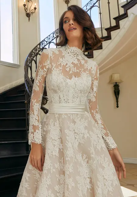 Morilee Alençon Lace Jacket, bridal accessory at The Castle Prom and Bridal in Spartanburg, SC