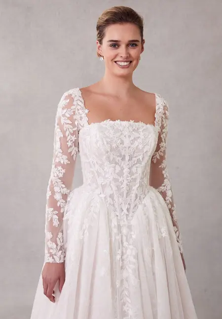 Morilee Beaded Lace Tulle Long Sleeves, bridal accessory at The Castle Prom and Bridal in Spartanburg, SC