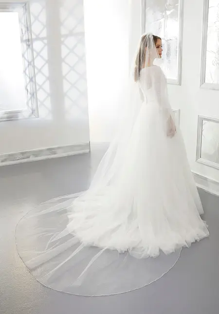 Morilee Angel Cut Veil Edged with Rhinestones, style 3066, bridal accessory at The Castle Prom and Bridal in Spartanburg, SC