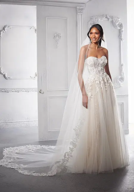 Morilee Cathedral Length Lace Veil Beaded with Sequins, style 3087, bridal accessory at The Castle Prom and Bridal in Spartanburg, SC