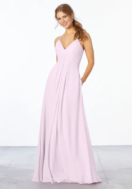 Morilee Chiffon Bridesmaid Dress with Keyhole Back, style 21658, bridesmaid dress at The Castle Prom and Bridal in Spartanburg, SC
