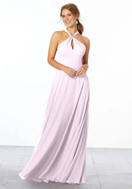 Morilee Chiffon Bridesmaid Dress with Keyhole Front, style 21670, bridesmaid dress at The Castle Prom and Bridal in Spartanburg, SC